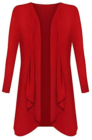 Candid Styles Womens Ladies Plus Size Long Sleeve Waterfall Cardigan Top Duster Coat Jacket, XL 16-18 Plus Size, Red