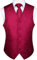 HISDERN Anzugweste für Herren Burgund Paisley Hochzeit Weste und Krawatte und Einstecktuch Jacquard Weste Herren Anzug Set Elegant Weinrot XL