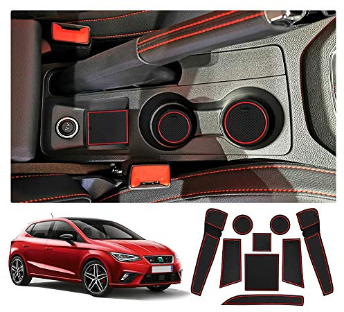 YEE PIN Gummimatten Seat Ibiza Typ 6F / Seat Arona SUV Zubehör Interieur rutschfeste Matten für Mittelkonsole Aufbewahrungsbox Autoteile Innenausstattung (Not fits Ateca Fr Model)