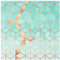 Bilderwelten Glasbild Echtglas Galerieprint - Türkis Weiß goldene Geometrie - 30 x 30cm