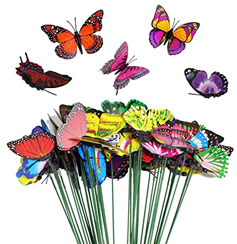 50 Pieces Garden Butterflies Stakes, Garden Ornaments Stakes Fence Decorations Outdoor Yard Patio Lawn Plant Colorful Garden Butterflies Stakes decorative,for Yard Patio Plant Party Decorations