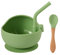 MONLEYTA Bébé Assiette à Dîner en Silicone Bol à Ventouse avec Cuillère à Paille Ventouse Antidérapante Vert