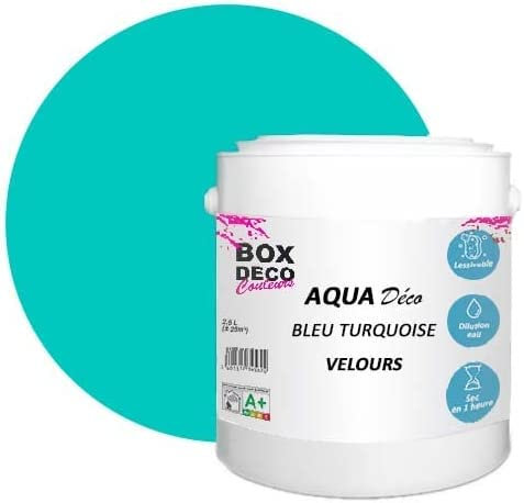 BOX DECO COULEURS Peinture murale acrylique aspect velours Aqua Déco - 2,5L, Bleu Turquoise