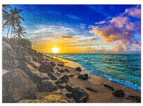 MyPuzzle Wunderschöner hawaiianischer Sonnenuntergang an der Nordküste von Oahu - Premium 500 Teile Puzzle - MyPuzzle Sonderkollektion von Puzzle Galaxy