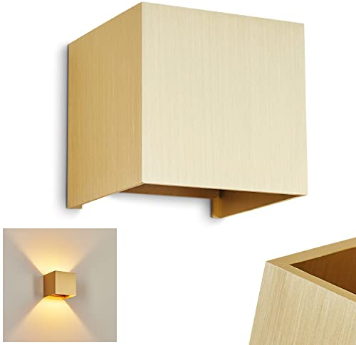 HOFSTEIN Wandleuchte Badajoz, moderne Wandlampe aus Metall in Goldfarben, eckige Leuchte mit Lichteffekt durch verstellbaren Schirm, 1-flammig, 1 x G9, ohne Leuchtmittel