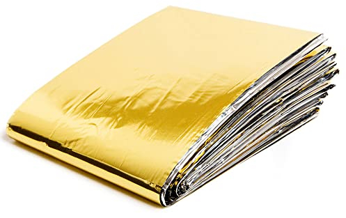 Gisinti Notfalldecke 1 Stück Isothermische Abdeckung, 210 x 160 cm, Thermodecken, Notfall, Überlebensdecke, schützt vor Hitze und Kälte | | Gold Silber 1 Stück