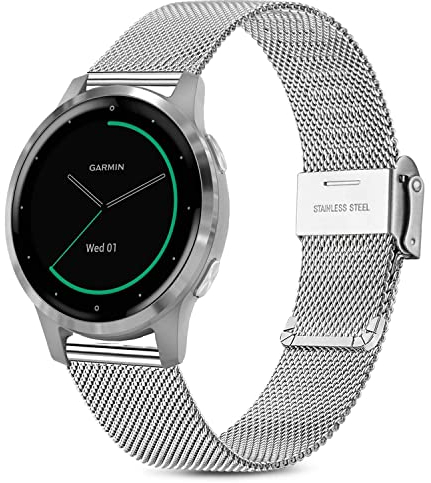 Issinlky Armband für Garmin Vivoactive 4S/Venu 2S/Venu 3S/Vivomove 3S, 18 mm Armband Edelstahl Metall für Fossil Damen Gen 6/Fossil Damen Gen 5E/Fossil Damen Q Venture HR Gen 4/Gen 3