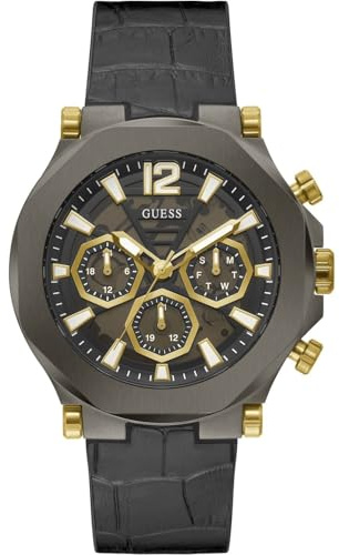 GUESS Watches Gents Edge Mens Analogue Quartz Watch with Leather Bracelet GW0492G1