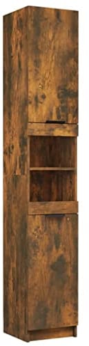 vidaXL Badschrank, Badezimmerschrank mit viel Stauraum, Hochschrank für Badezimmer, Badmöbel Badezimmermöbel Schrank Bad, Räuchereiche Holzwerkstoff