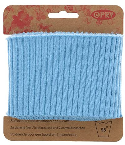 Nähmit Grobstrick - Cuff Fertigbündchen 110cm lang - Rippenstrick - grob gerippt Bündchen für Jacken Mantel Lederjacke - für Ärmel Kragen oder Abschluss Bund (A15-hellblau)