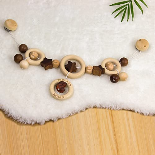 LittleStars Personalisierbare Kinderwagenkette Mond und Sterne