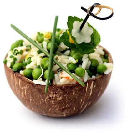 Canape King Vegan Coconut Bowls - Eco Friendly Serving Bowl Set Polished with Organic Oil for Pasta Cereal Açai Salad & Smoothies - Natural Biodegradable Coconut Shell Bowls (10, 7cm)