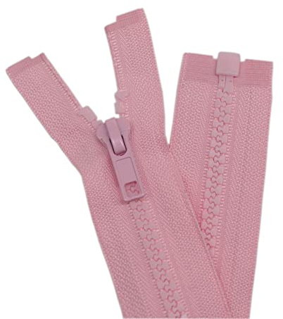 YaHoGa 2 Stück 65 cm Reißverschluss Kunststoff 5mm teilbar Reissverschluss Reißverschluss für Jacken Rosa