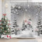 GCIREC Winter Weihnachten Duschvorhang, grau weiß niedlich Schneemann Schneeflocke Szene verschneiten Wald Badezimmer Vorhang wasserdicht Stoff Maschine waschbar mit 12 PCS Haken,180x200cm