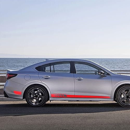 KCKEM Auto Körperseitige Aufkleber für Subaru Legacy WRX Impreza STI Car Side Rock Sill Streifen Streifen Tür Seitenaufkleber Aufkleber,C-Red