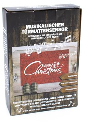 Spetebo Weihnachtsmusik Fußmatten Sensor mit 2 Liedern - 33 x 24 cm - Musikalischer Trittsensor für Jede Türmatte - Weihnachts Fußklingel Trittmatte Klingelmatte mit Weihnachtsliedern