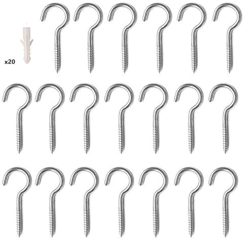 20 ganci a vite da soffitto per esterni, ganci per luci M3/M4/M5, filettati, in acciaio inox, viti a occhiello, ganci a vite, decorativi per esterni resistenti