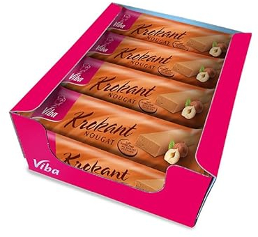 Viba Nougat Stangen/Riegel im Karton (12 x 75 g, Krokant Riegel)