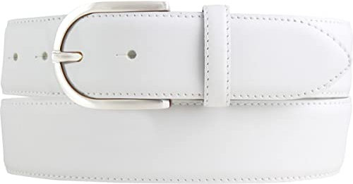 Hochwertiger Jeansgürtel aus Vollrindleder 4,0 cm | Bombierter Ledergürtel Damen 40mm | Jeans-Gürtel made in Italy | Weiß 125cm