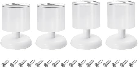 sourcing map 4Pcs Metal Adjustable Furniture Legs, 60-70mm(2.4-2.8) Cabinet Feet Support Replacement for Bed, Chair, Sofa, Table, White (W/Screws)