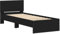 vidaXL Bettgestell, Bettrahmen mit Lattenrost, Bett Gästebett mit Kopfteil, Einzelbett Schlafzimmerbett Schlafzimmermöbel, Schwarz 75x190cm Holzwerkstoff