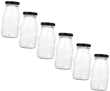 Cabilock 6pièces Lot De Bouteilles Vintage Verre Avec Couvercle Métallique Contenant Lait Et Jus Bouteilles Réfrigérateur Étanches Et Réutilisables Pour Camping Et Usage Domestique