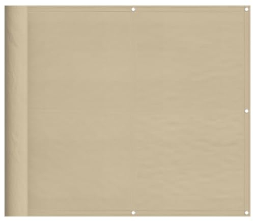 vidaXL Balkon Sichtschutz, Balkonbespannung mit Ösen Seil, Wasserfeste Balkonabdeckung, Balkonverkleidung für Balkon Terrasse, 90x700cm Beige 100% Polyester-Oxford