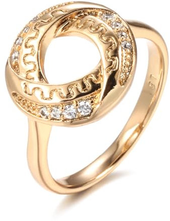 BISONBLUE Ringe Damen Rings Frauen Geschenk Modeaccessoires Hohlspirale runder Ring natürlicher Zirkon Damenringe trendiges Partygeschenk 7 weiß