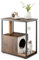 COSTWAY 3 in 1 Katzenhaus & Kratzbaum & Beistelltisch, Katzenhöhle mit Abnehmbarer Kratzmatte & Ball & Sisalstamm, All-in-One-Katzenmöbel Innenbereich, Metallrahmen, 60x34x66cm(Braun)