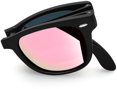 Joopin Lunettes de Soleil Classique Pliables Noir Rose Lunettes de Soleil Femmes Folding Sunglasses UV400