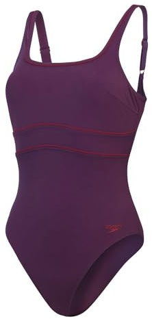Speedo Formender ContourEclipse Badeanzug Shapewear Schwimmbekleidung für Strand und Urlaub für Damen, Plum Dandy/Baskenrot, 46