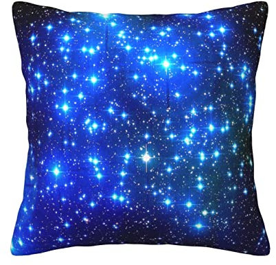ESASAM Kordsamtkissen mit blauen leuchtenden Sternen, weiches und gemütliches Kissen für Entspannung und Unterstützung, atmungsaktives Kissen, Sofakissen, Reisekissen, Bürostuhlkissen