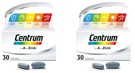 Centrum Von A bis Zink, 30 St. - Hochwertiges Nahrungsergänzungsmittel zur täglichen Komplettversorgung mit Mikronährstoffen - Verpackung kann variieren (Packung mit 2)