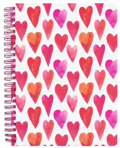 Steel Mill & Co 8.25 x 6.25 Spiral Notebook with 160 Pages, Hearts | 8.25 x 6.25 Mini Journal with Durable Hardcover, 160 Lined Perforated Pages, Rounded Corners, and Pocket Page