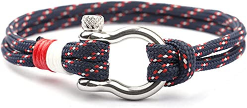 Mens Rope Bracelet, Titanium Steel Shackle, Durable and Scratch, Handmade, Nautical Wristband for Men