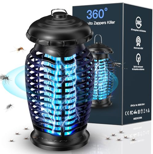 Bug Zapper 4200 V para interiores y exteriores - Mosquito Zapper electrónico repelente de mosquitos para el hogar, patio, patio trasero, negro