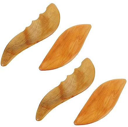 Anneome 4pezzi Tavoletta Guasha Legno Per Massaggio Linfo-drenante Strumenti Per Massaggio Corpo e Rimozione Design Ergonomico e Facile Da Usare