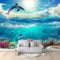 Papier Peint Panoramique 3D intissé 400 x 280 cm Bleu La Vie Marinedauphin, Papier Peint pour Salon Chambre restaurant Chambre d’enfants et bébé Décoration Murale