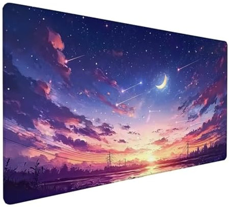 Gaming Tapis de Souris XXL 800 x 400 x 3 mm Grand Tapis de Souris Bleu Mouse Pad Paysage Tapis Souris Surface Lisse et Base en Caoutchouc Anti-dérapant, Decoration Chambre, Cadeau Homme Z-281