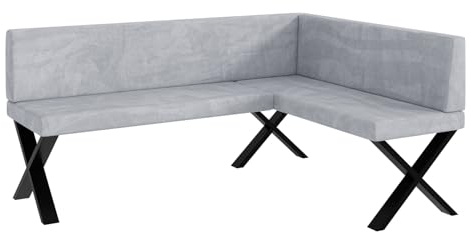MEBLINI Eckbank für Esszimmer - Küchenbank - Essecke - Sitzecke Küche - Toni - X-Beine 128x168x87cm Rechts - Hellgrau Samt