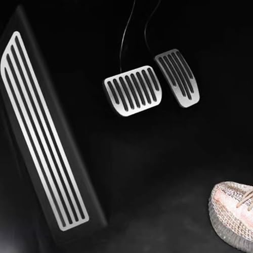 Treesiche Anti-Rutsch-Fußpedalüberzüge für Tesla Model 3/Y 2017-2025 Highland, rutschfeste Gas-/Bremspedalüberzüge aus Aluminium (3 Set)