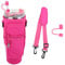 Sahunfri Bottle Bag for Stanley Cup 40oz, Water Bottle Holder fits Stanley Cup with Silicone Straw Cover, Adjustable Strap, Phone Pocket, Accessories for Stanley Cup for Walking, Travel (Hot Pink)