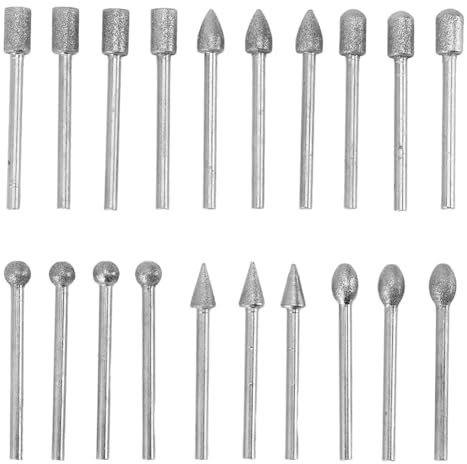 Junterone Juego de 20 Brocas para Tallado de Piedra, Uso Versátil para Tallado de Madera, Piedra de Jade, Mármol, Material de Esmeril