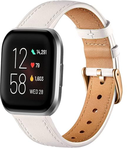 Issinlky ArmBand kompatibel mit Fitbit Versa 2/Fitbit Versa, Business-Ersatzband aus echtem Leder für Fitbit Versa 2/Fitbit Versa/Fitbit Versa Lite