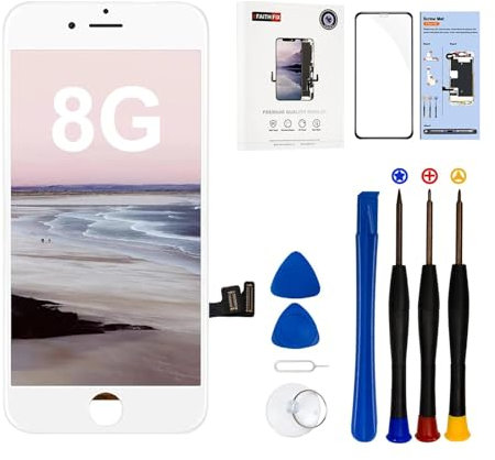 EFaith für iPhone 8 / SE 2020 Display Ersatz Bildschirm LCD Full-HD 3D Touchscreen Digitalisierer Reparatur-Set komplett mit Werkzeug Kit, Modell A1863 / A1905 / A1906 (weiß)