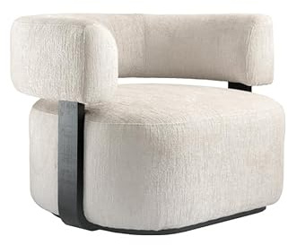 MY Furniture Pax Accent Chair in Taupe Chenille Fabric/Modern Curved Backrest with Plush Upholstered Seat/Black solid Wood Frame/Luxurious Contemporary Seating for Elegant Dining & Living Spaces