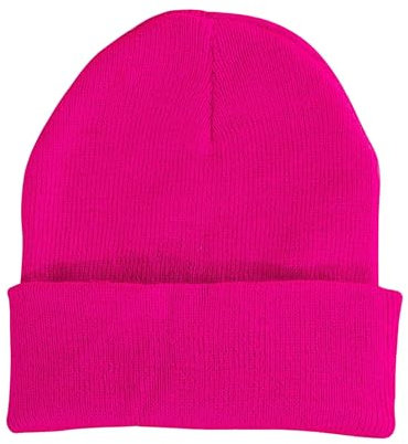 Pinke Mütze Warme Damen Herren Strickmütze Unisex Perfekt für Junggesellenabschied Festival Karneval Ski Neon Wintermütze Lustige Mütze Kopfbedeckung Beanie Party Geschenk Sport Fasching Team Event
