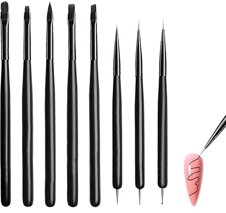 8Pcs Nail Brushes Set, Double Ended Nail Art Brushes,Nails Brush for Nail Art DIY Design,Pull Line Painted Pen Nails Dotting Tools Set