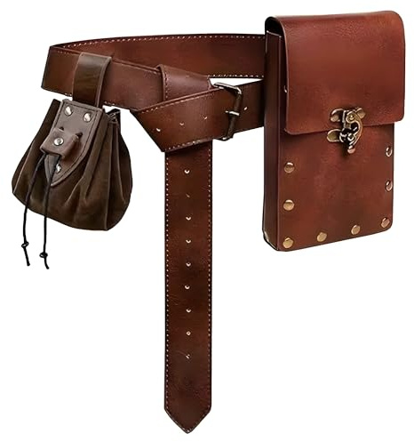 MOSNOW 3Pcs Mittelalter Gürtel Set für Damen,Steampunk Accessoires-Perfektes Set mit Abnehmbarem Gürtel,Ideal für Renaissance Festivals,Cosplay & Täglichen Gebrauch-Romantisches Geschenk