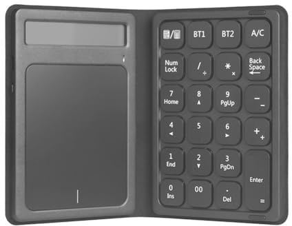 Eieenotee Multifunctional Foldable Bluetooth Numeric Keyboard with Touchpad, Wireless Calculator Keypad for Laptops